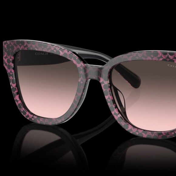 Coach HC8379U Sunglasses – Ruby Pearl Signature C Frame Grey Rose Gradient Lens - Picture 1 of 4